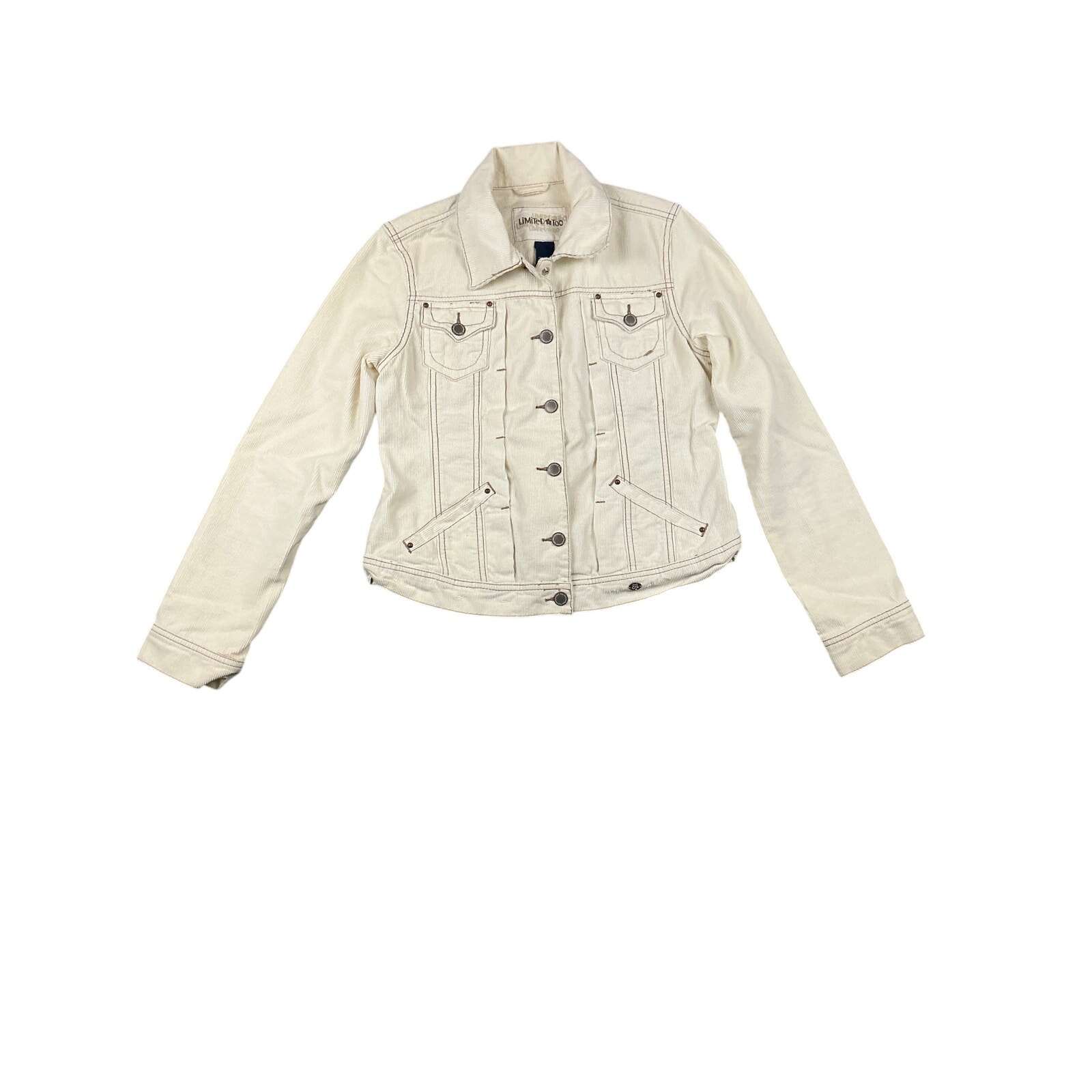 Limited Too Girls Jacket Size 16 White Corduroy Button Front Y2k Vintage Style